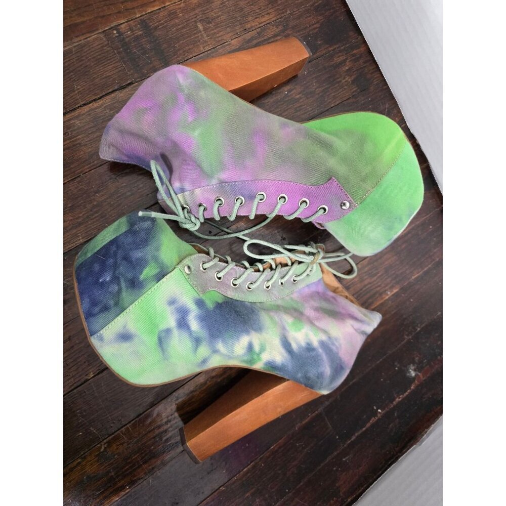 Jeffrey Campbell Lita Fab Tie Dye Neon Green Purple Platforms size 7 - Picture 6 of 12